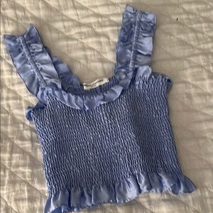 Amanda Uprichard blue satin Ruffled Women's Top